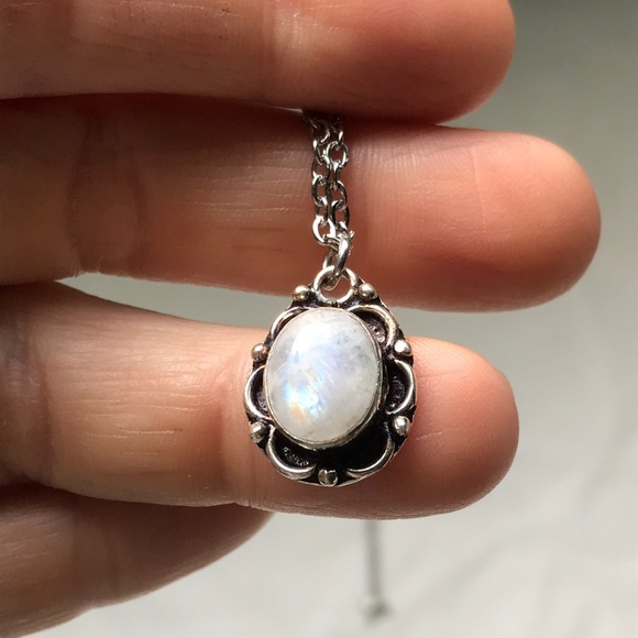 Rainbow moonstone 925 sterling silver pendant - Picture 3 of 12
